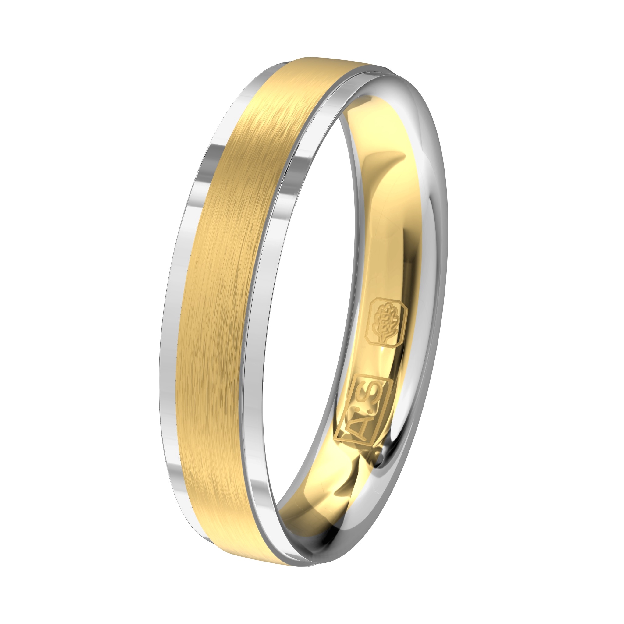 De combinatie van een gematteerde oppervlak en glanzende zijbanen kenmerkt deze fijne ring