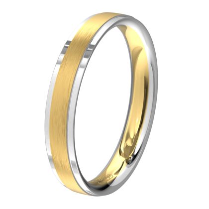 Le bicolore est à l'honneur! Cette bague en or jaune et or blanc, agrémentée d’une bande centrale mate, séduit par son élégance moderne et son charme intemporel.
