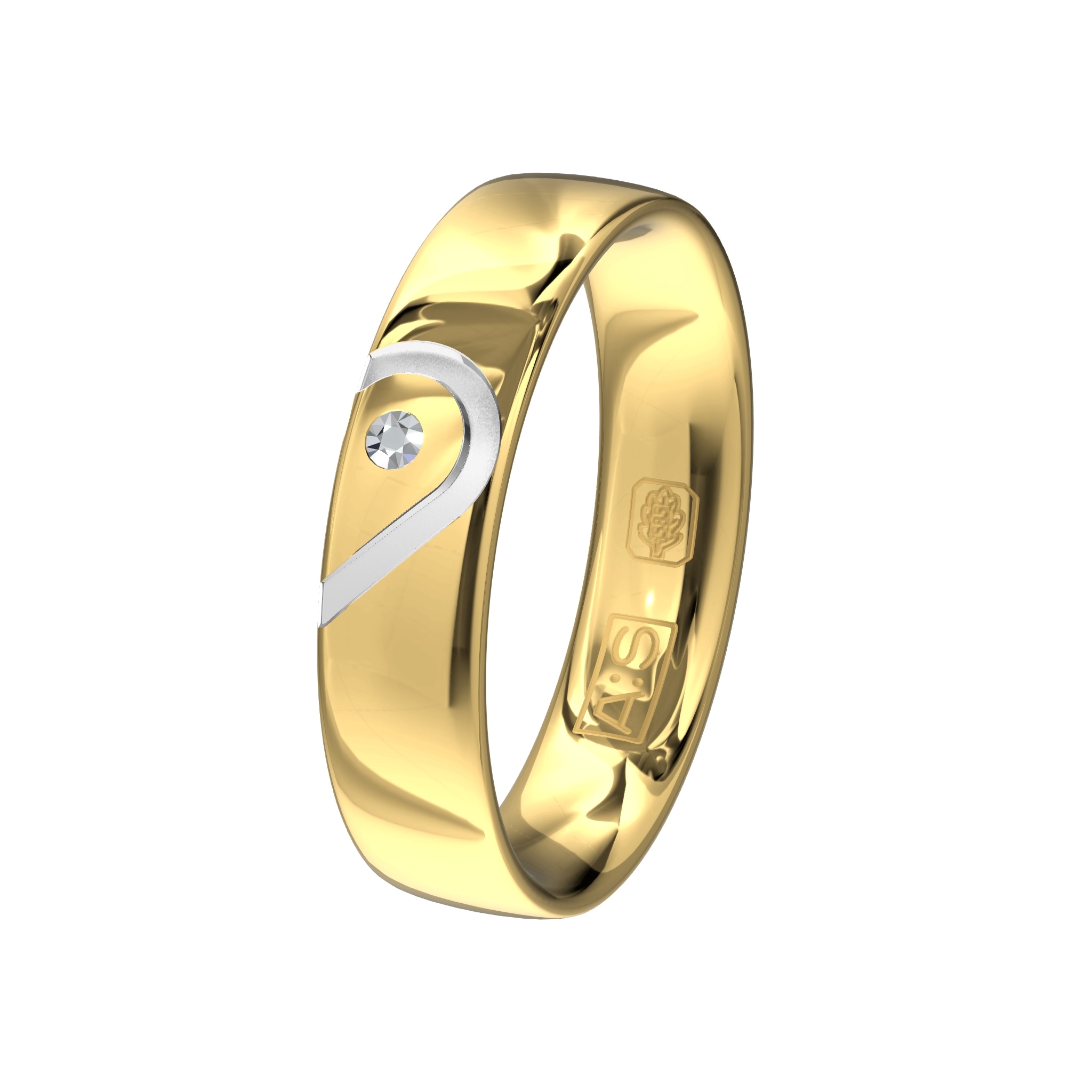 Een prachtige geelgouden ring met een bijzonder liefdesmotief. Dit motief is door onze diamantzetters voorzien van een schitterende briljant.