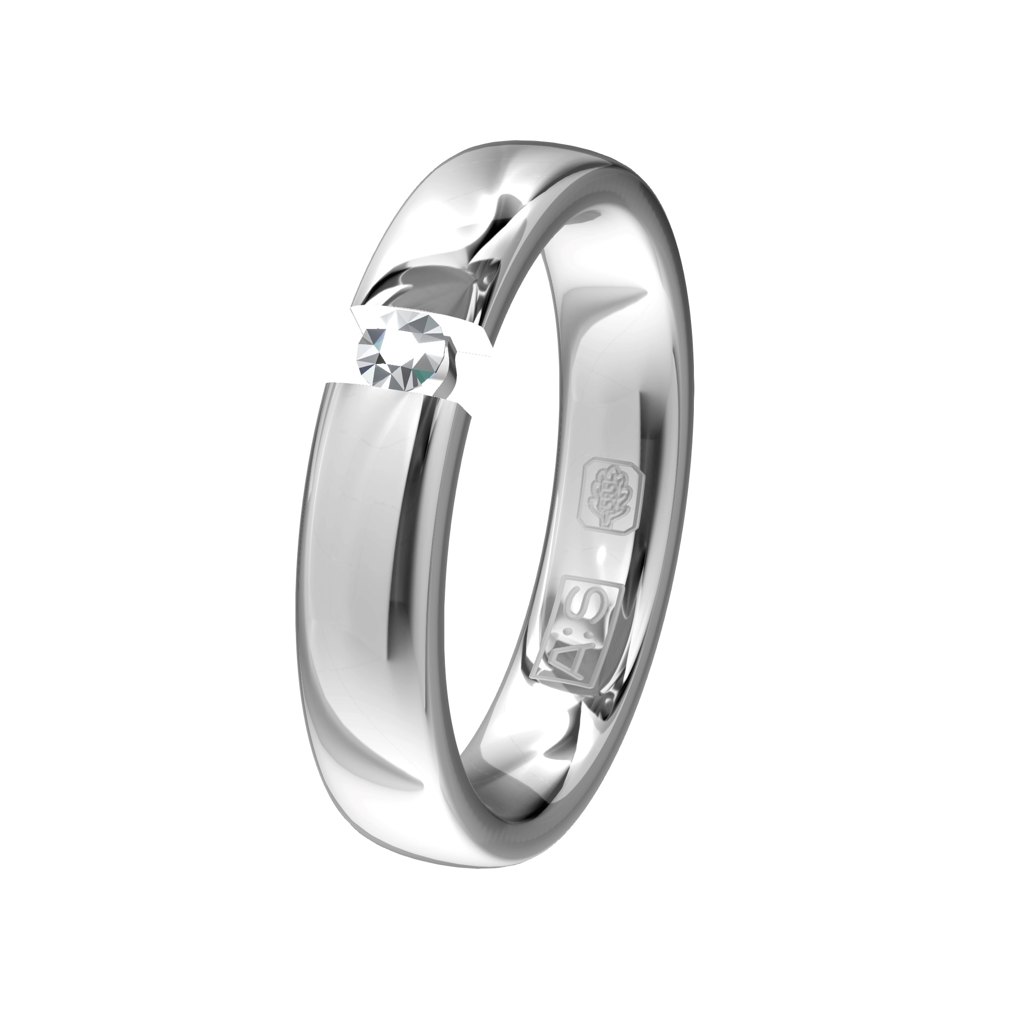 Voor de glamoureuze bruid! Elegantie in al haar eenvoud. De damesring is voorzien van een zwevende briljant met onderkastje.