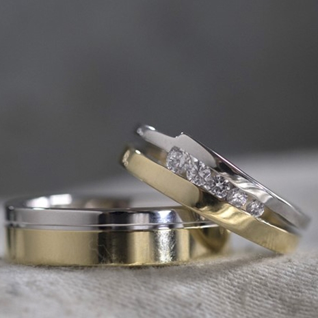 Bicolor Trouwringenset Met Briljanten