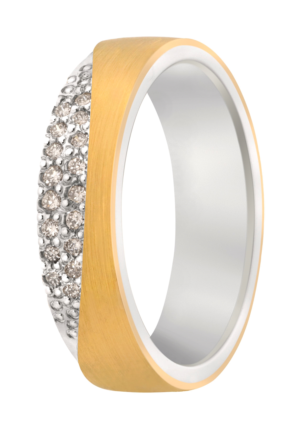 Deze ring wil je gewoon hebben! Door de unieke vorm is deze ring een echte eyecatcher welke door onze diamantzetters voorzien is van zeventien briljanten!