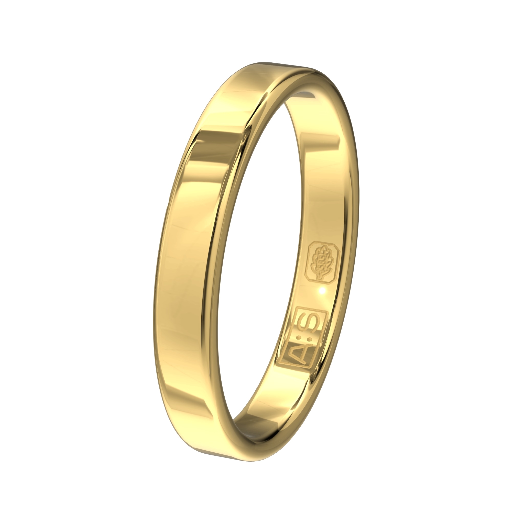 De ronde zijkanten geeft deze ring een unieke look. Deze look wordt nog eens versterkt omdat onze goudsmeden dit model zowel van een vlakke buiten- als binnenkant hebben voorzien. Zo krijg je een waar juweeltje!