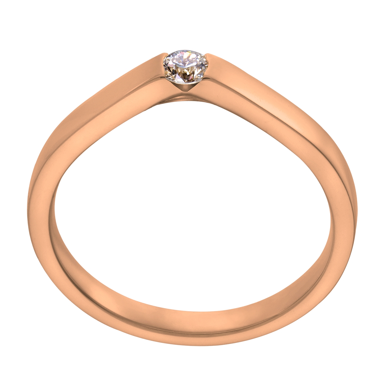 Het "meesterstuk" onder de solitair ringen. Nieuwsgierig? Ga dan snel naar een van onze dealers! Deze rosegouden versie hebben onze diamantzetters uitgevoerd met een 0,15 ct. briljant.