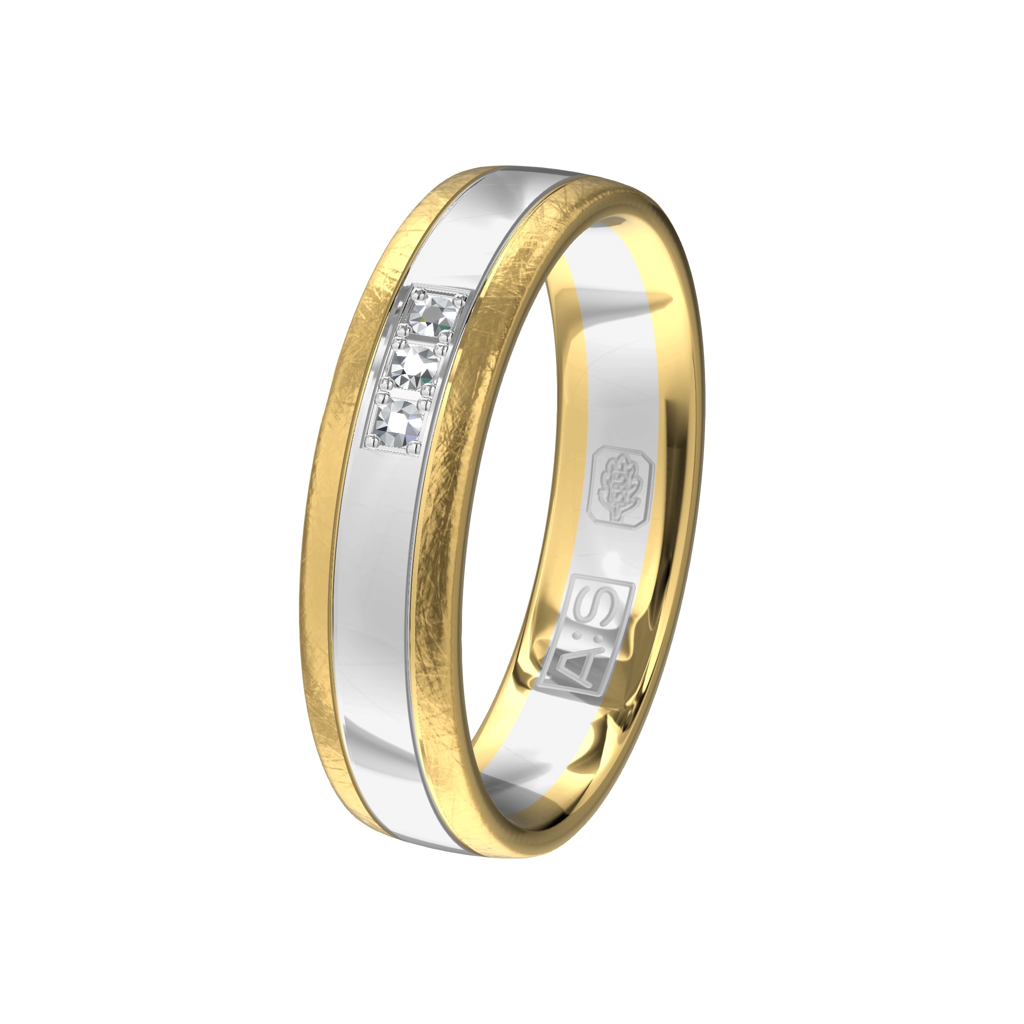 Wat een mooie ring! Je draagt echt iets uniek met deze tweekleurige ring waarbij de geelgouden randen een prachtige iced look hebben. Deze ring is voorzien van drie briljanten!