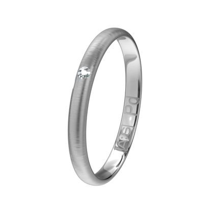 Deze gladde palladium ring is sierlijk en licht in gewicht. De bolle buitenkant en ronde binnenkant geeft deze ring een tijdloze uitstraling.