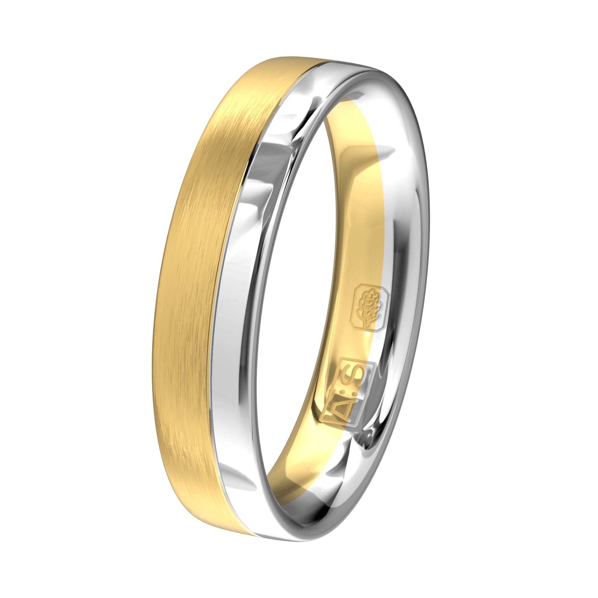 Een ambachtelijk gemaakte ring van geel- en witgoud, deze ring is een kunstwerk voor het leven!