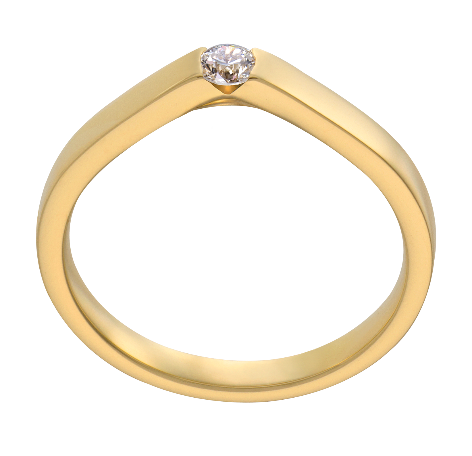 Het "meesterstuk" onder de solitaire ringen. Nieuwsgierig? Ga dan snel naar een van onze dealers! Deze versie hebben onze diamantzetters uitgevoerd met een 0,05 ct. briljant.