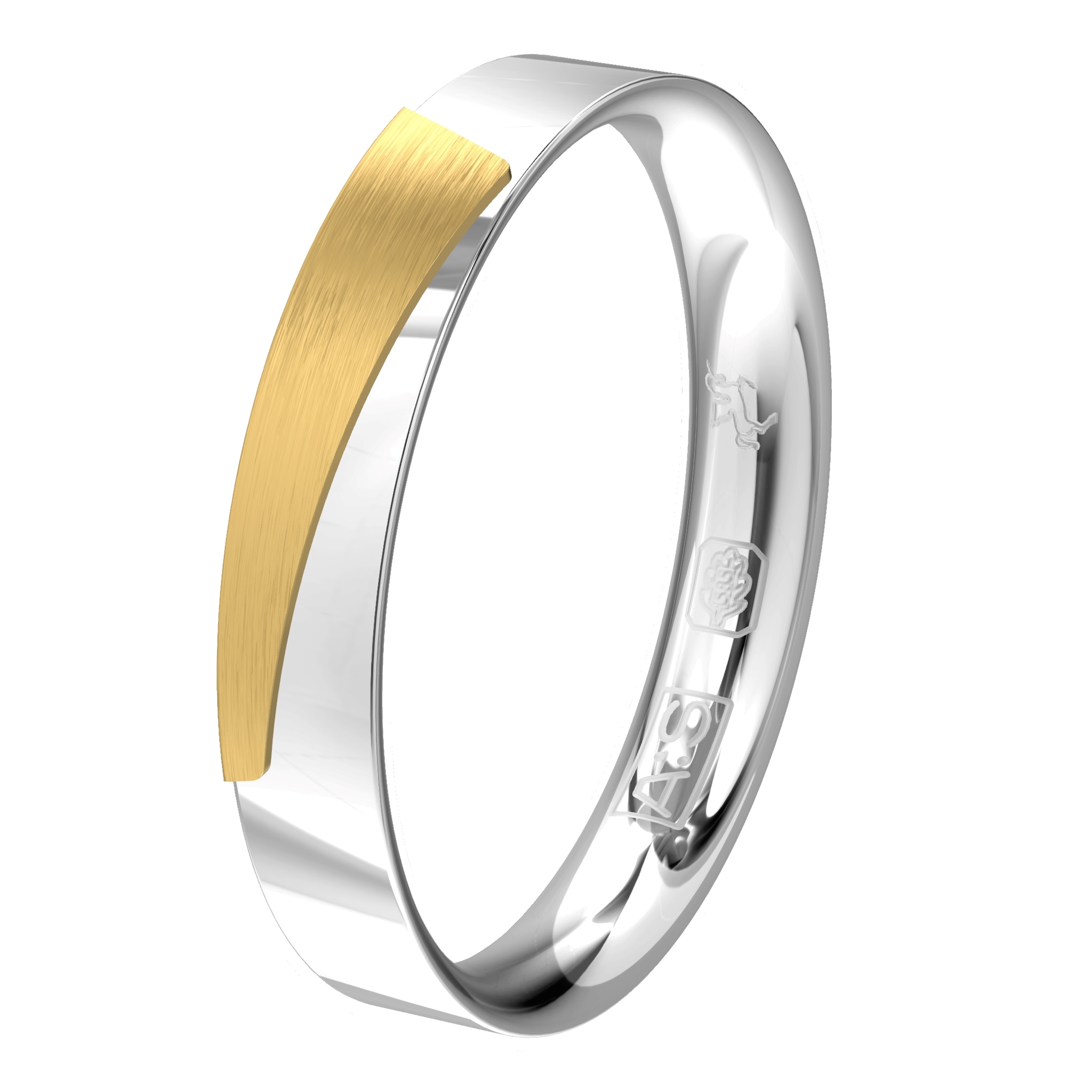 Wil je iets bijzonders? Dan is deze ring echt iets voor jou! De Argentium ring is strak en glanzend. Er bovenop prijkt een prachtig stukje ijsgematteerd geelgoud.