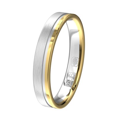 Mooi witgoud mat en glanzend geelgoud, smal maar zeker niet minder opvallend!