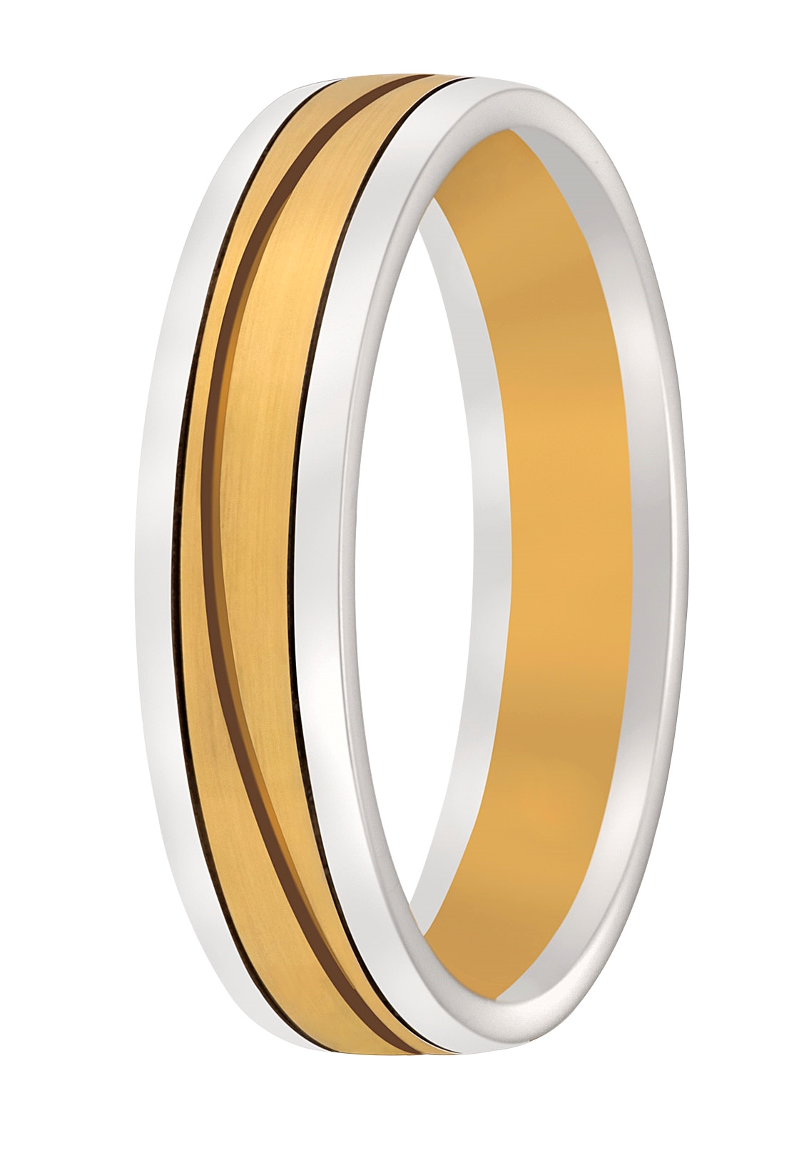 Een prachtige samensmelting van glanzend witgoud met gematteerd geelgoud. De elegante groef geeft deze ring een unieke uitstraling!