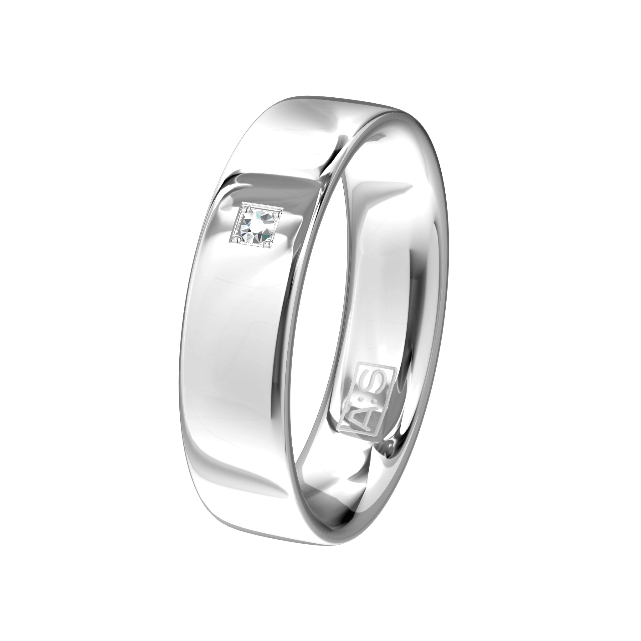 Wat een prachtige klassieke zilveren ring! Onze diamantzetters hebben gekozen om een briljant te plaatsen in een gracieuze zetting.