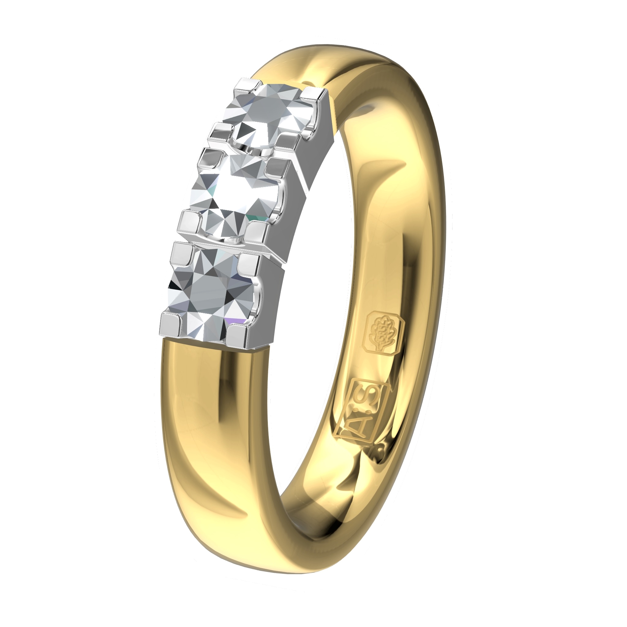 Glinsterende geelgouden Memoirering 11155 met witte zetting. Laat jij jouw unieke Memoirering meegroeien met al die mooie momenten in je leven?