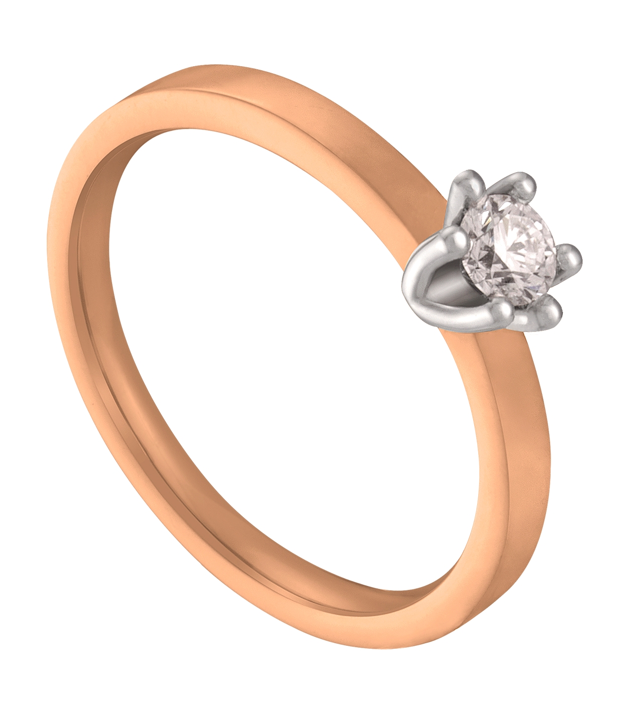 Deze strak vormgegeven solitairring is door onze goudsmeden voorzien van een elegante zespoots zetting waarin onze diamantzetters een prachtige briljant van 0,15 ct. hebben geplaatst.