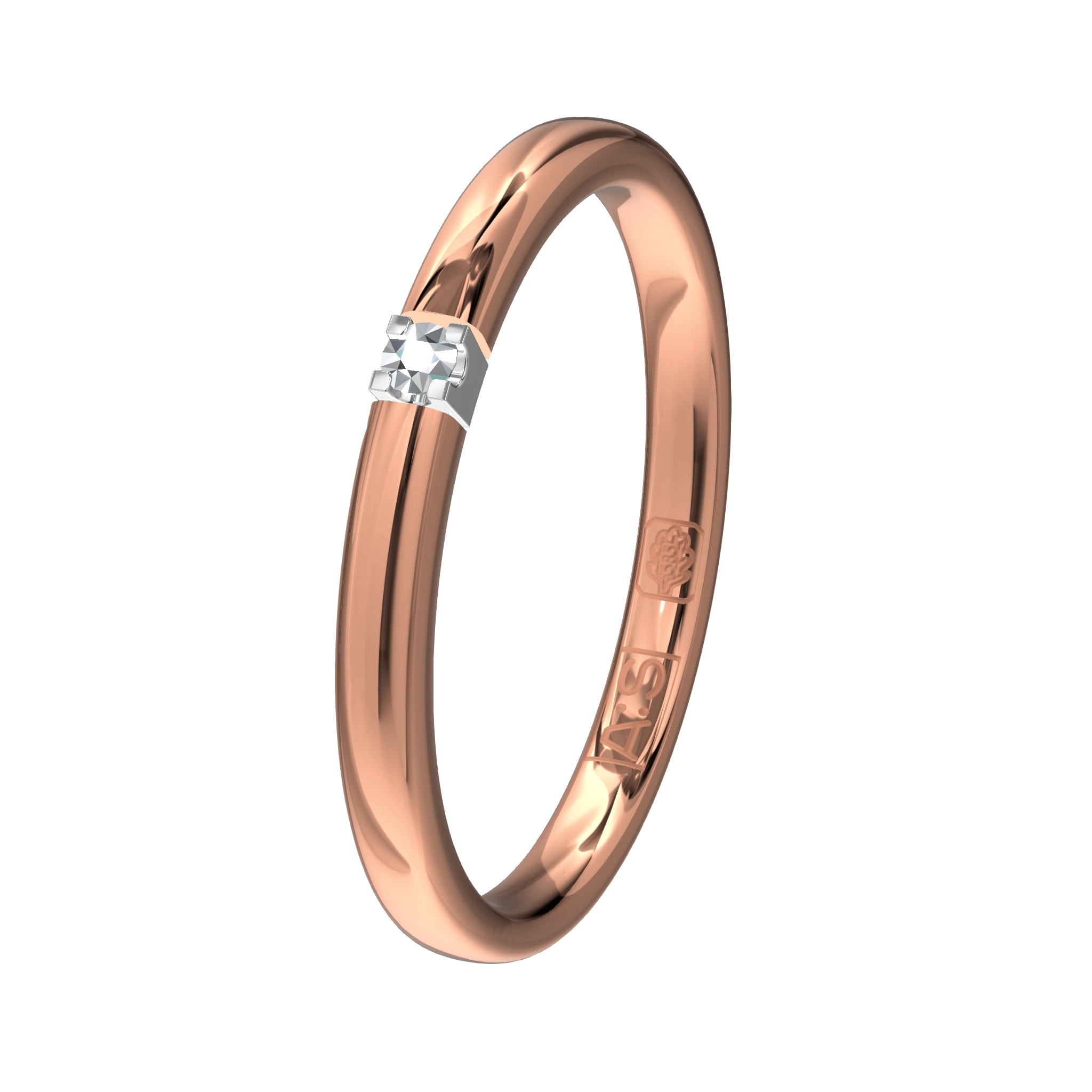 Glinsterende rosegouden Memoirering 11133 met witte zetting. Laat jij jouw unieke Memoirering meegroeien met al die mooie momenten in je leven?