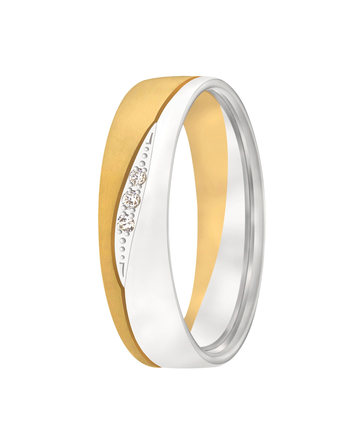 Op deze geel- met witgouden ring sieren drie, prachtige briljanten het witgoud. De ronde binnenkant zorgt voor een heerlijk draagcomfort!