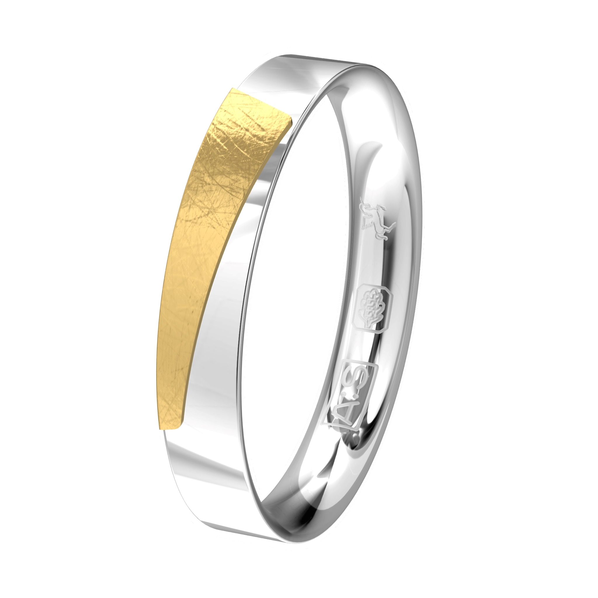 Wil je iets bijzonders? Dan is deze ring echt iets voor jou! De Argentium ring is strak en glanzend. Er bovenop prijkt een prachtig stukje ijsgematteerd geelgoud.